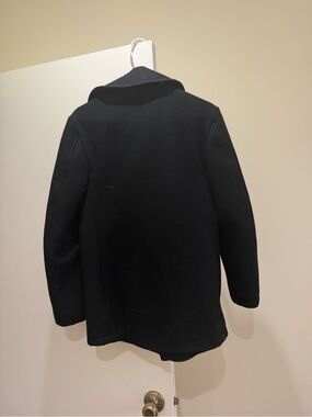 Men’s Vintage Classic Black Wool Peacoat, labeled Sterlingwear Anchor, size 34S